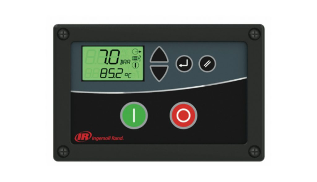 Digital display panel showing pressure and temperature readings, with control buttons and the Air Centers of Florida logo.